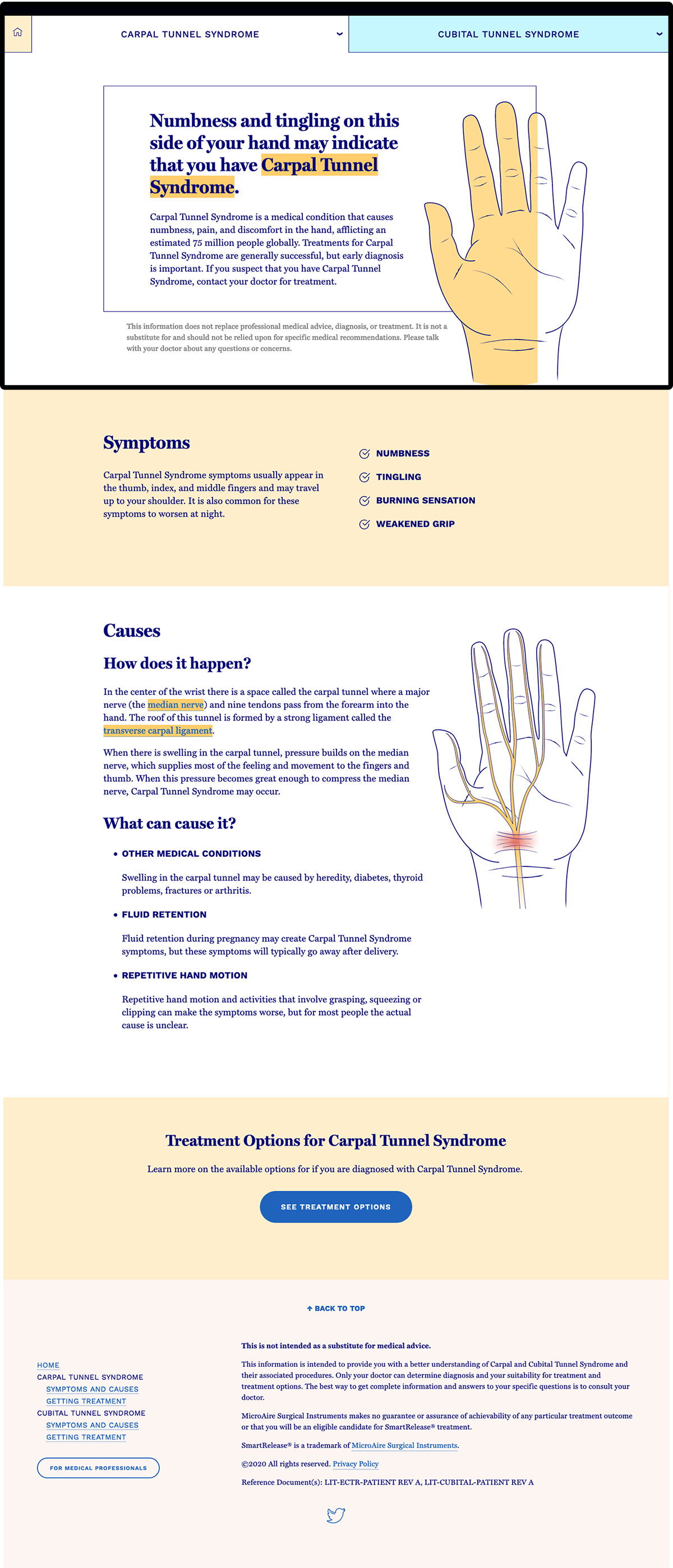 full webpage view of carpal tunnel website