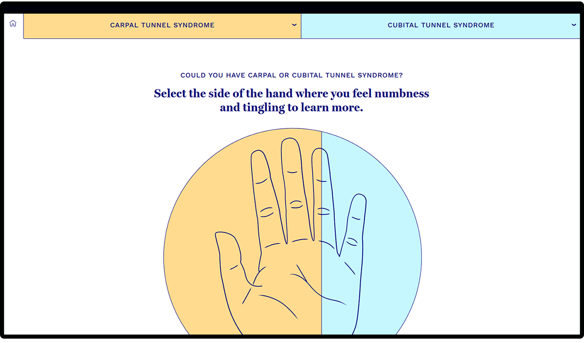 carpal tunnel hand website landing page