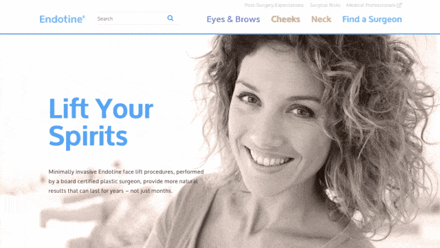 scrolling through facelift webpage design