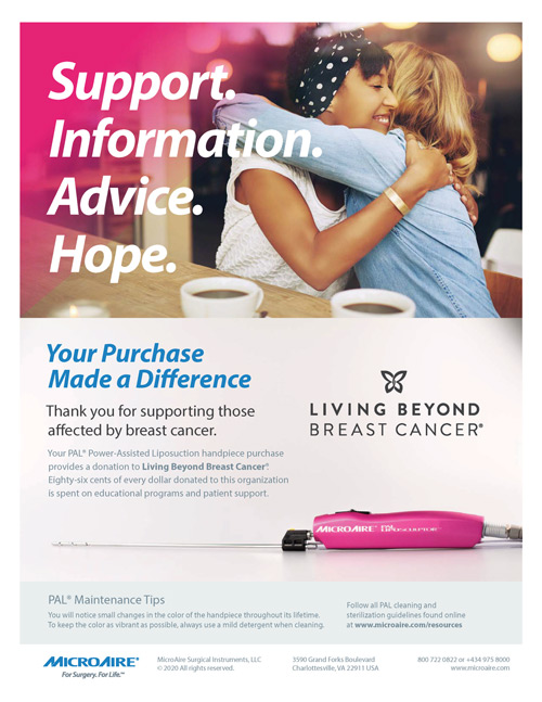 front of flyer with information about the pink device and charitable organization