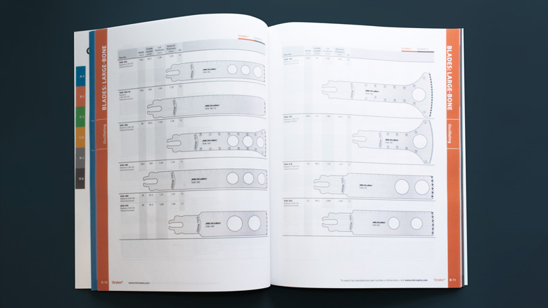 preview of inside page of medical device blade catalog