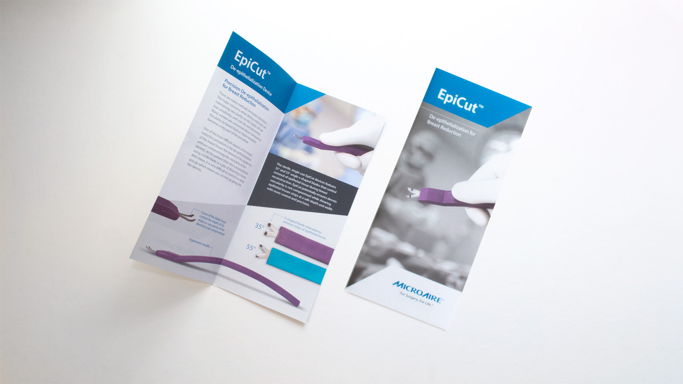 front and inside views of medical device product pamphlet